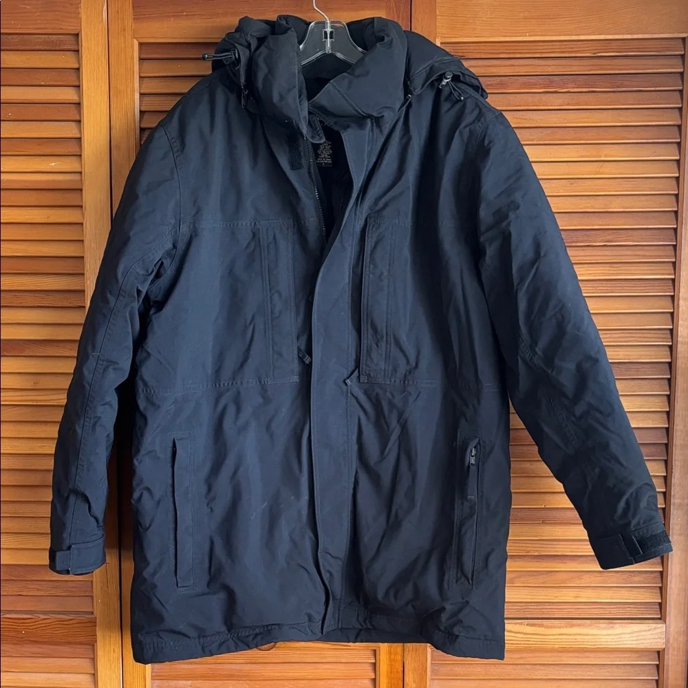 Eddie Bouer Men's Black‎ Removable Hoodie Goose Down Winter Coat Jacket Size L